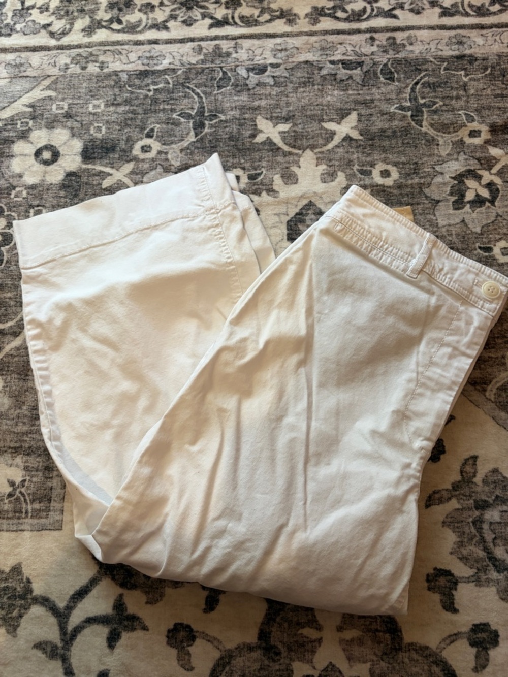 Talbots White Wide Leg Crop Chino Pants